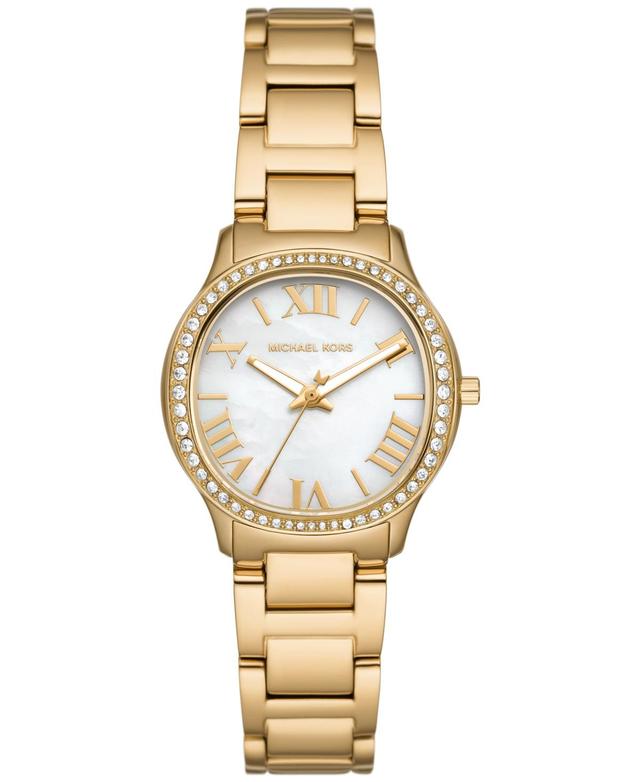 Michael Kors Womens Sage Three-Hand Gold-Tone Stainless Steel Watch 31mm Product Image