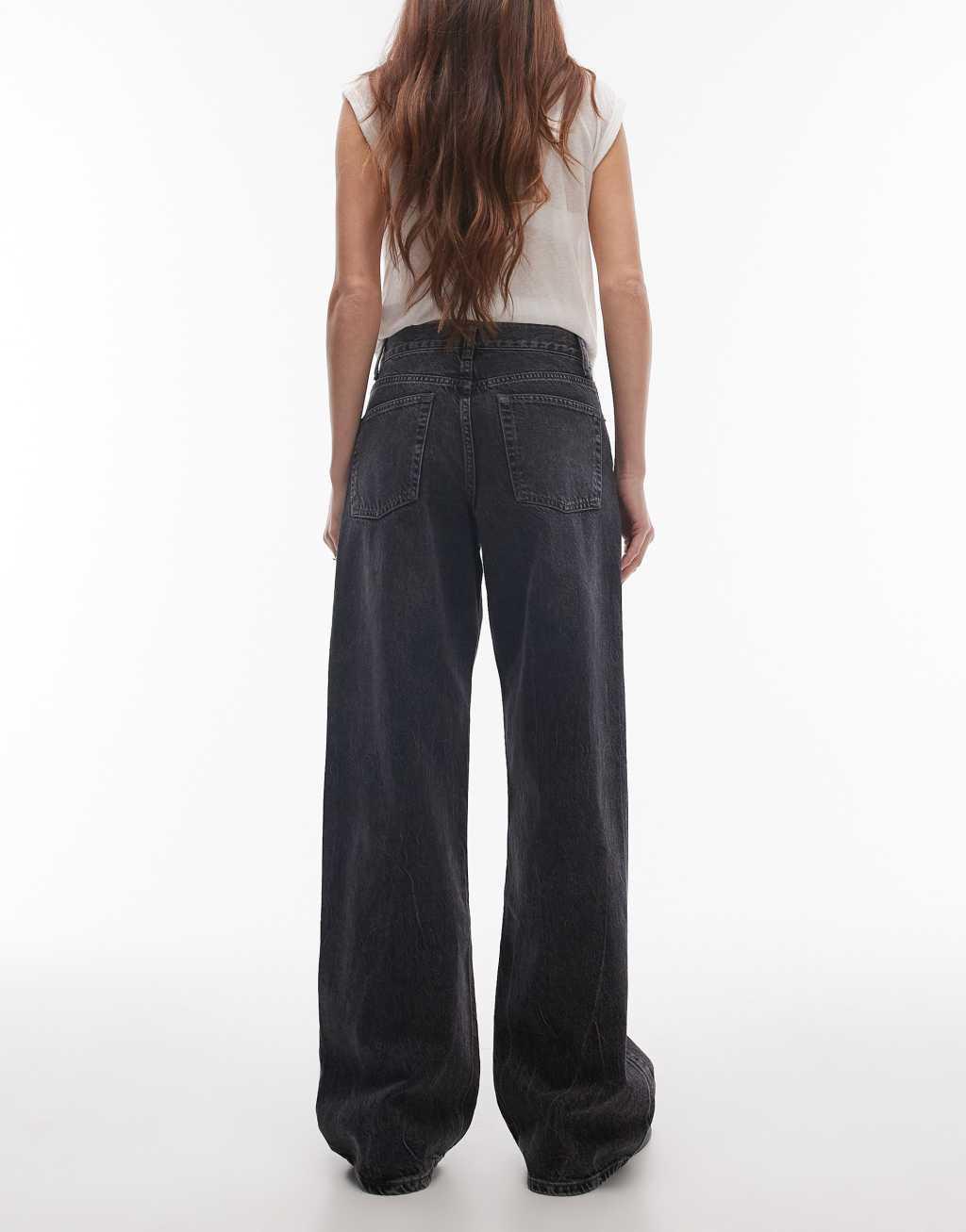 Topshop mid rise Column jeans in washed black Product Image