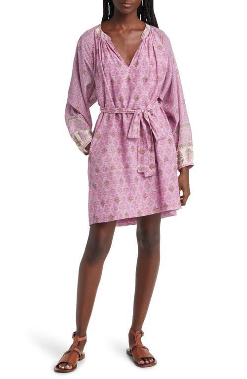 XRENA Hart Long Sleeve Belted Cotton & Silk Dress Product Image