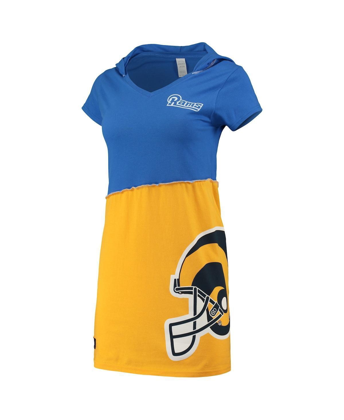 Womens Refried Apparel Royal/Gold Los Angeles Rams Sustainable Hooded Mini Dress Product Image