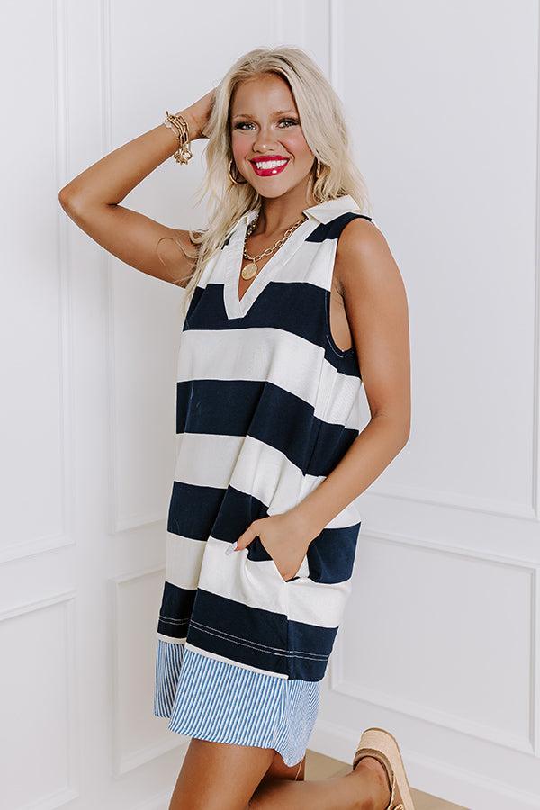 Nautical Charm Mini Dress in Navy Product Image