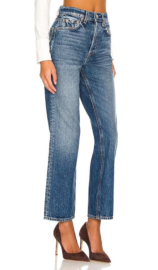 GRLFRND Cassidy High Rise Straight in Tribeca - Blue. Size 30 (also in 31). Product Image