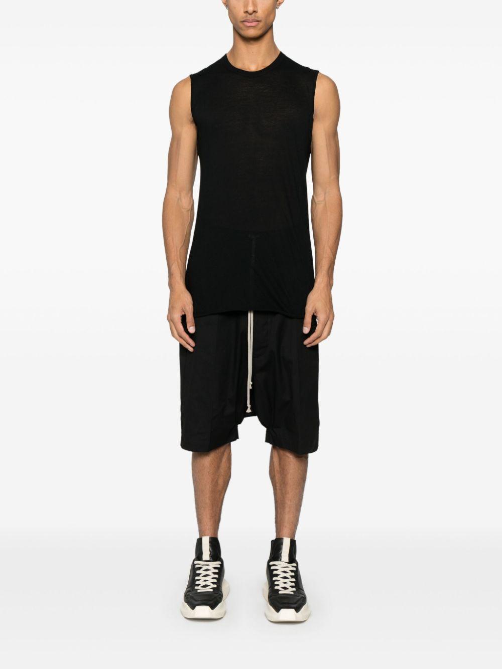 RICK OWENS Basic Sleeveless Cotton T-shirt In Black Product Image