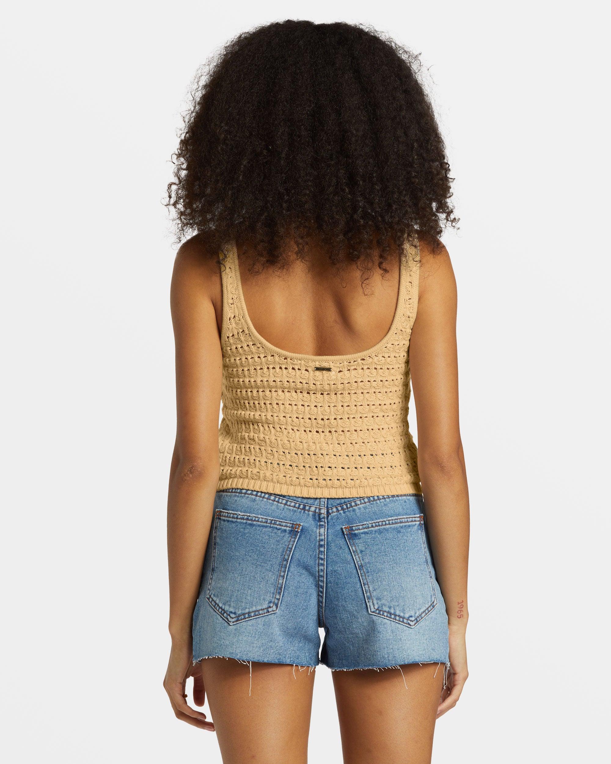 Hot Shot Crochet Tank Top - Hemp 2 Female Product Image