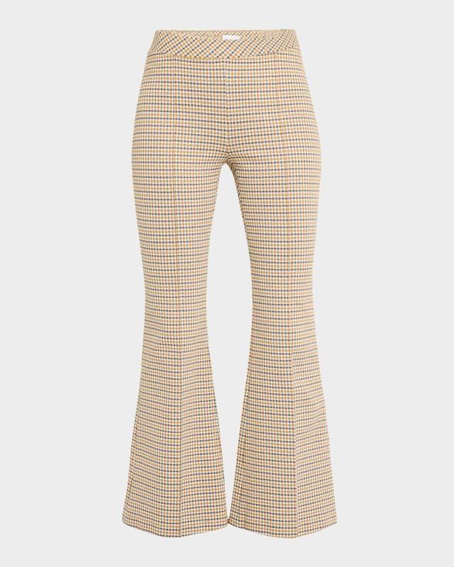 Houndstooth Plaid Kickflare Crop Pull-On Pants Product Image