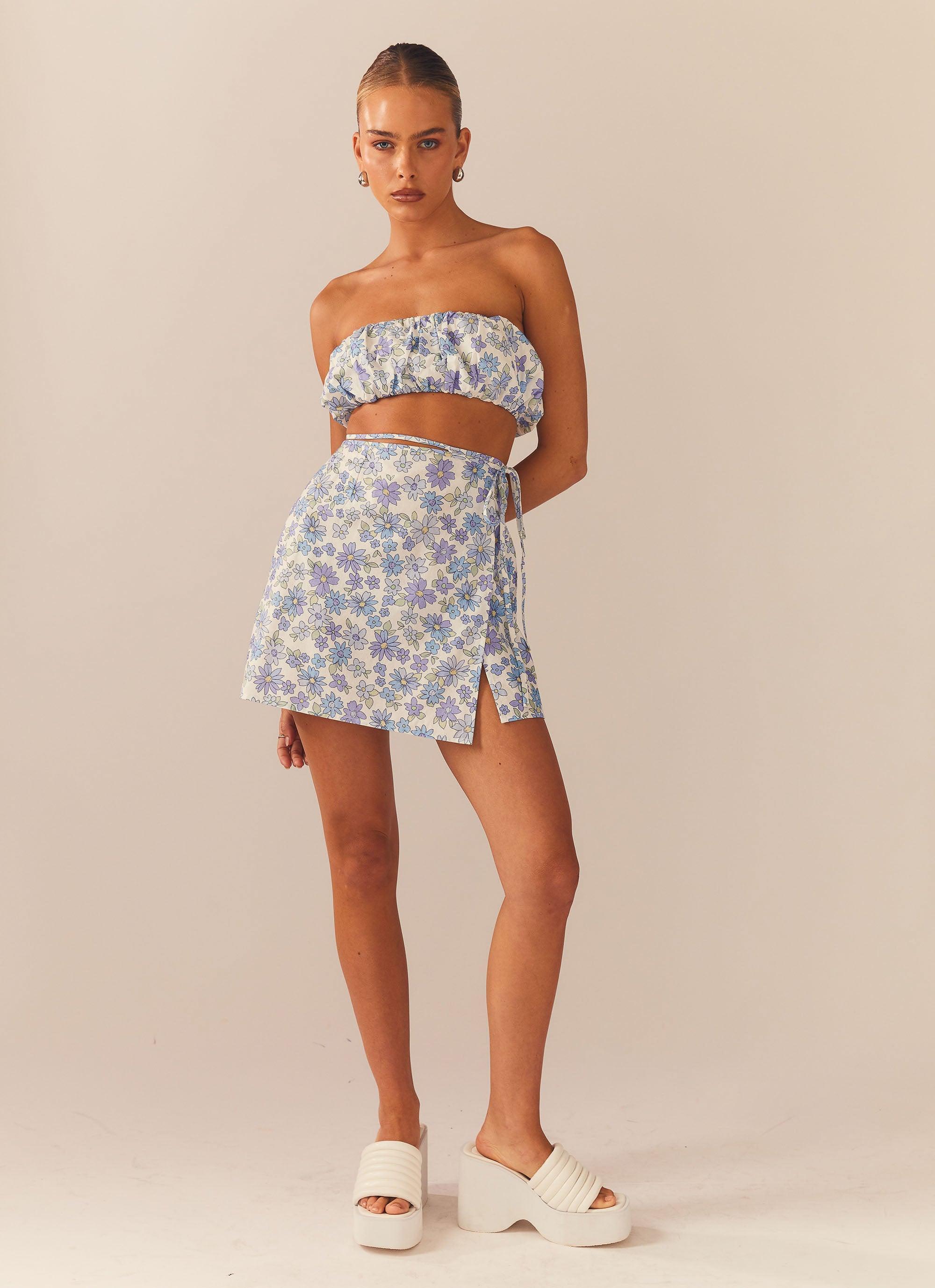 Longing For Less Mini Wrap Skirt - Daisy Chain Product Image