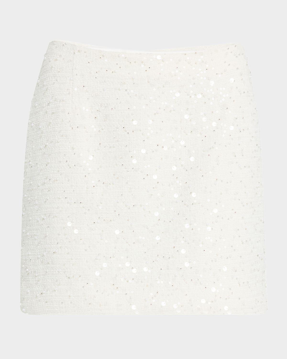 Bead & Sequin Tweed Mini Skirt Product Image