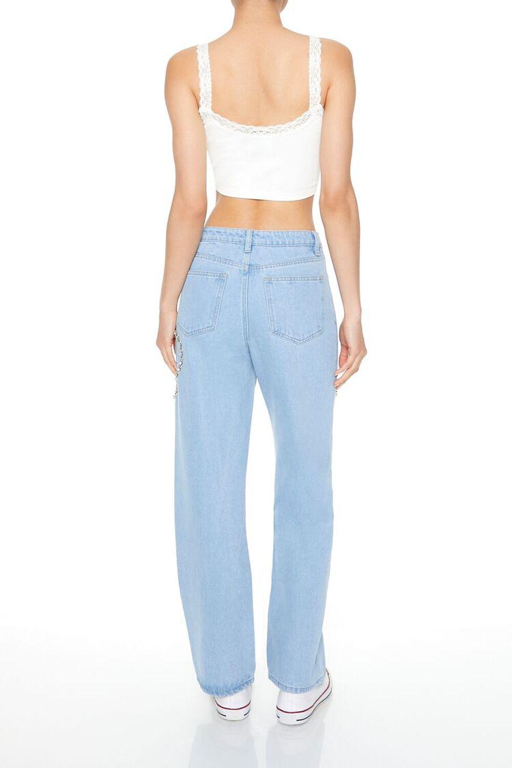 Rhinestone Heart Straight Jeans | Forever 21 Product Image