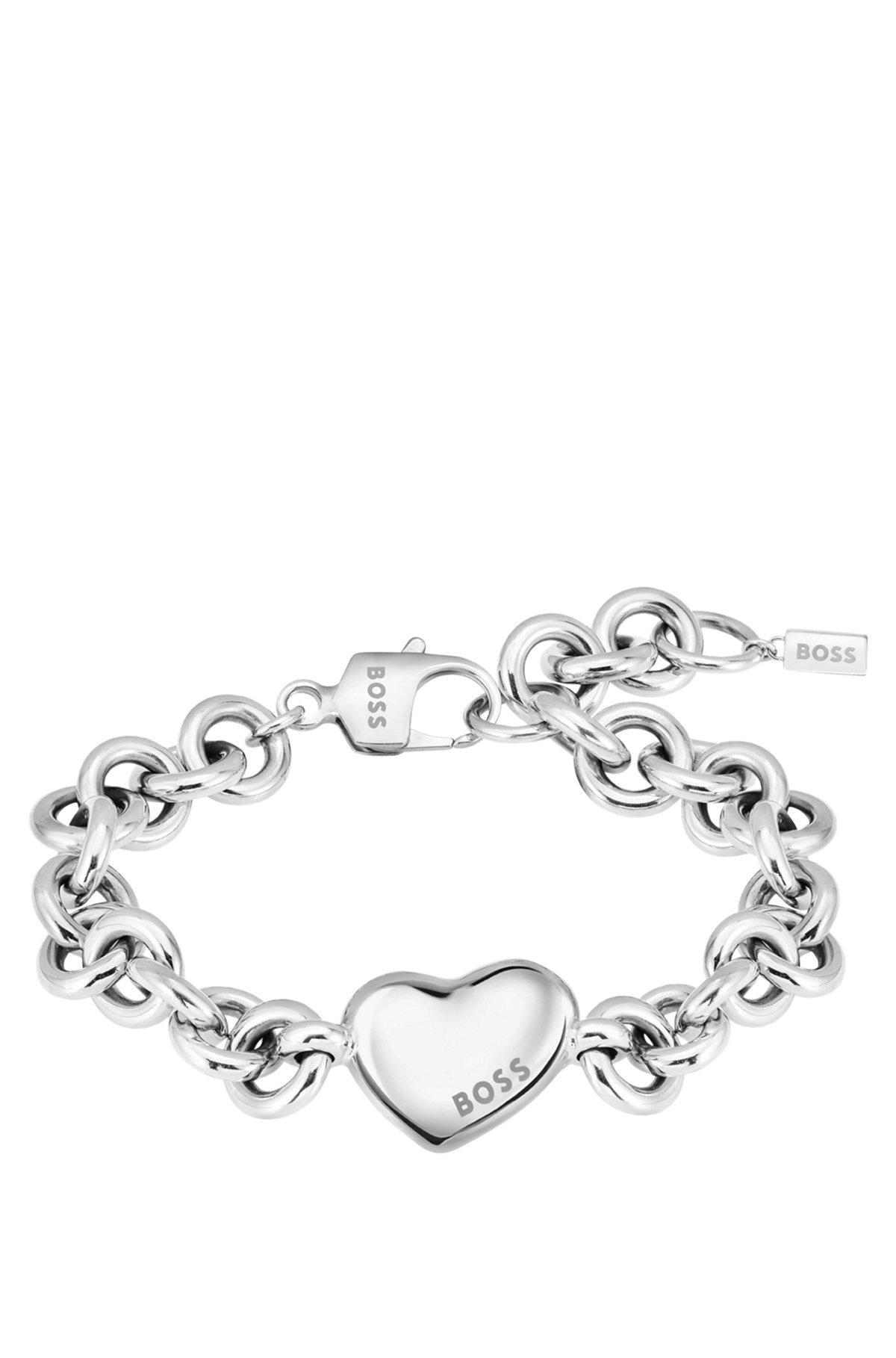 Gold-tone chain bracelet with heart charm Product Image