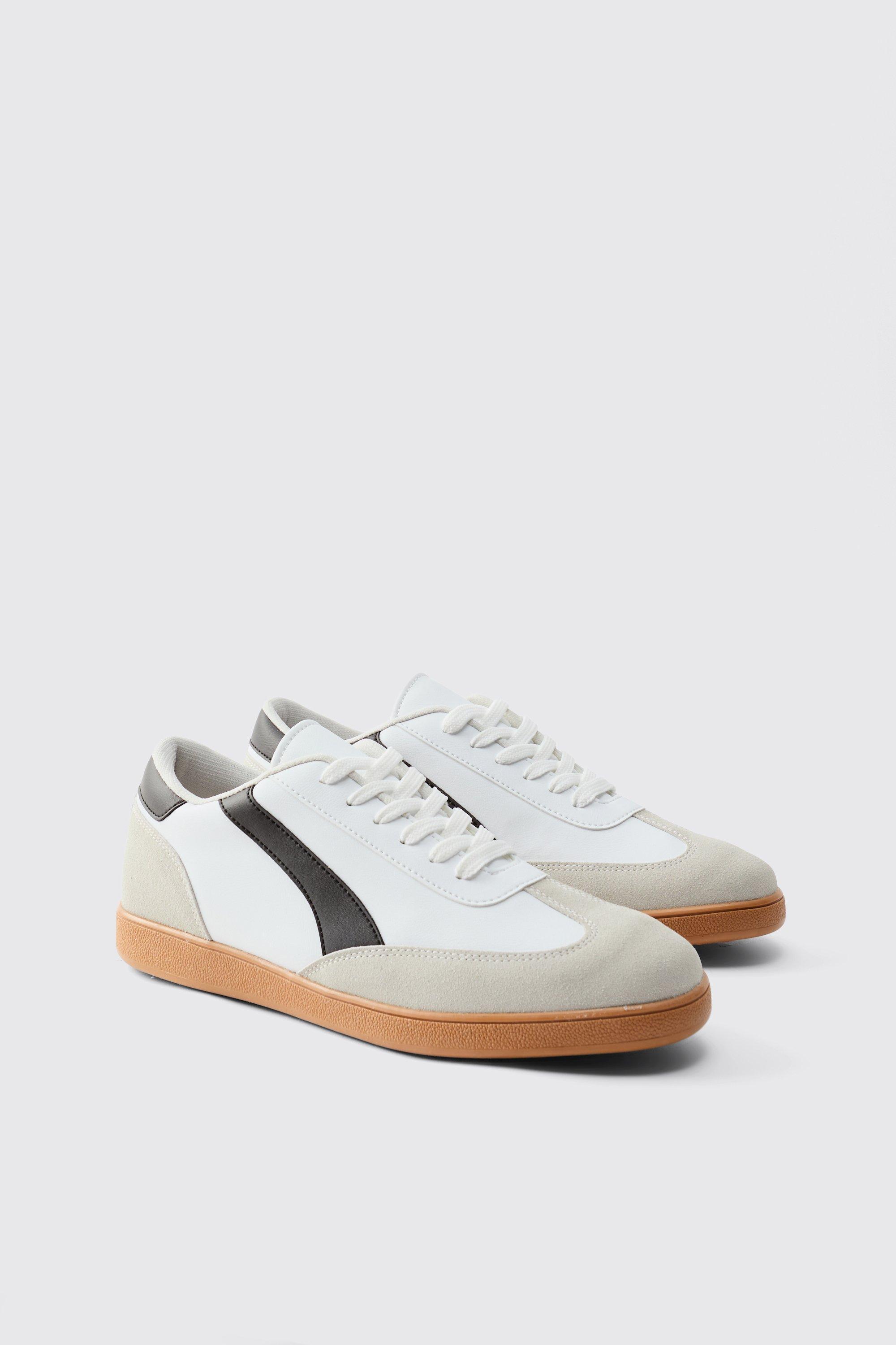 Trainer With Panel Detail In PU | boohooMAN USA product image