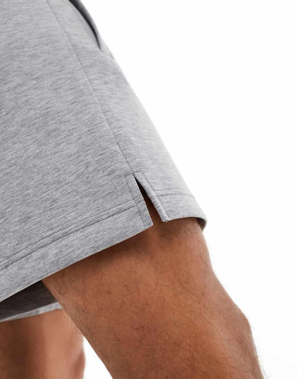 ASOS 4505 Icon 7 inch quick dry performance fleece sweatshirt fabric shorts in heather gray Product Image