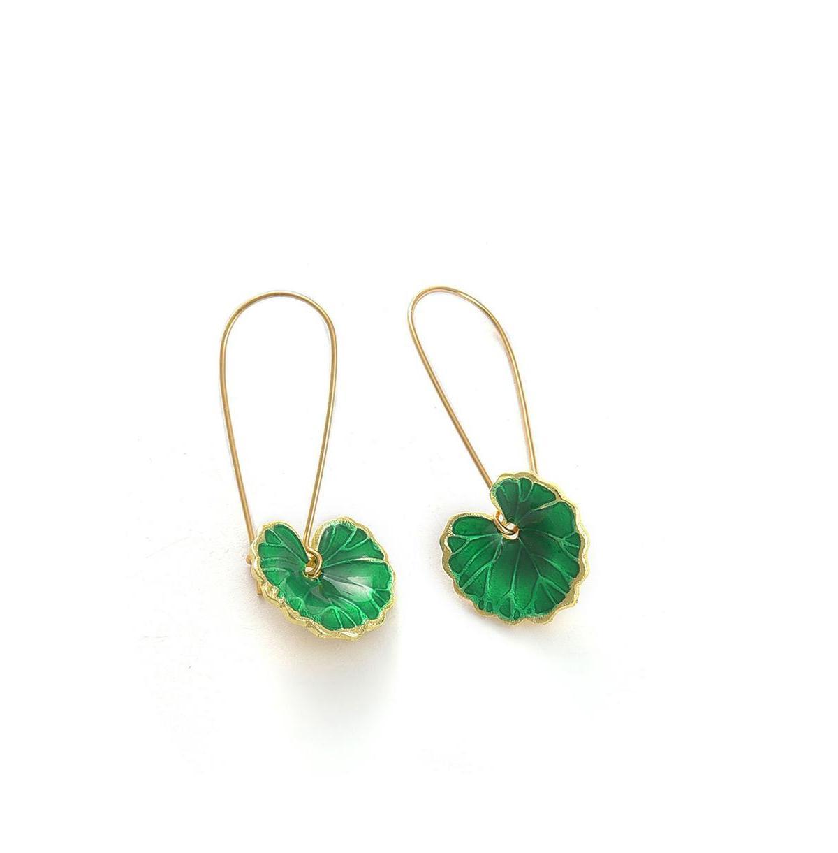 Sohi Womens Green Lotus Leaf Drop Earrings Product Image