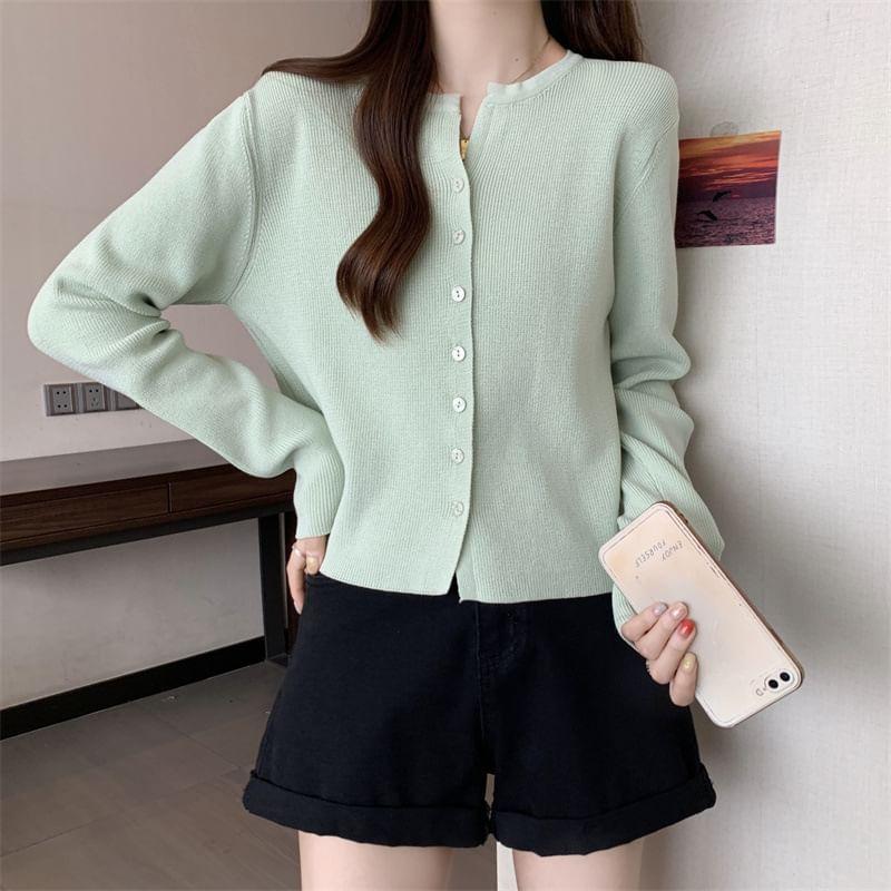 Plain Button-Up Cardigan Product Image