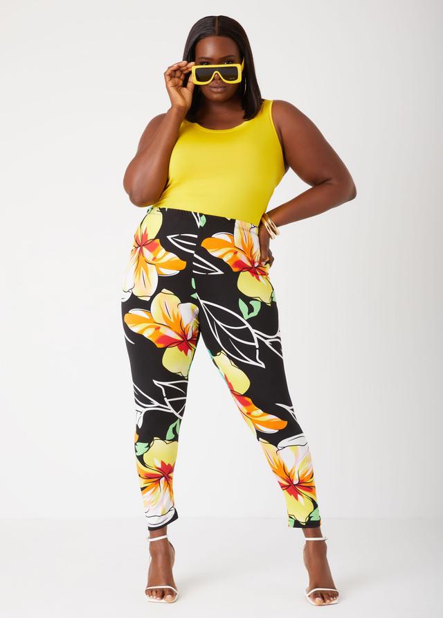 Mid Rise Tropical Print Leggings Product Image