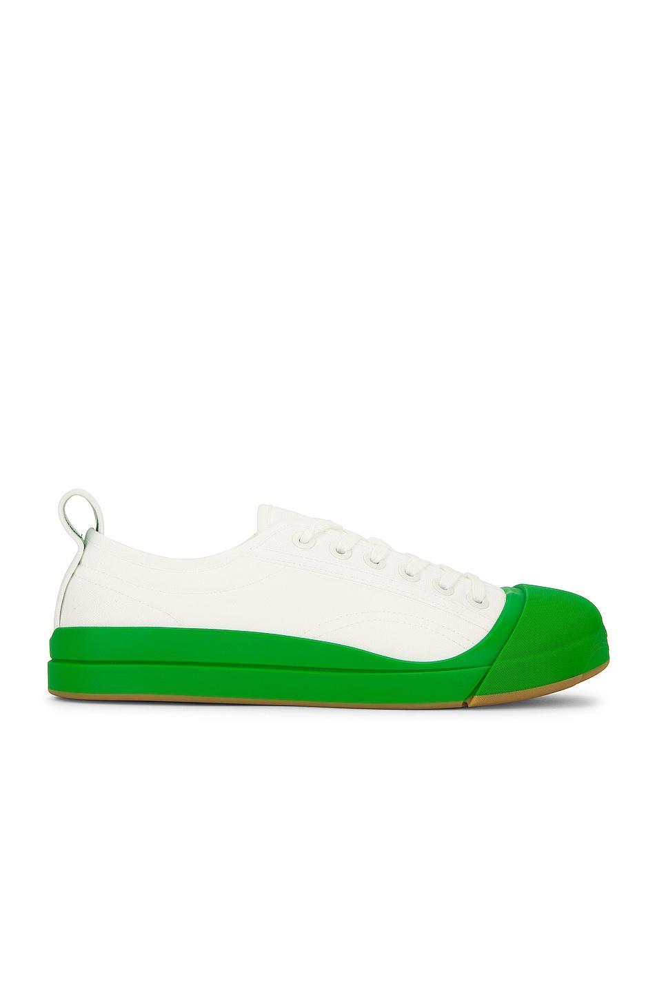 Bottega Veneta Vulcan Low Top Sneaker in Optic White & Parakeet - White. Size 38 (also in ). Product Image