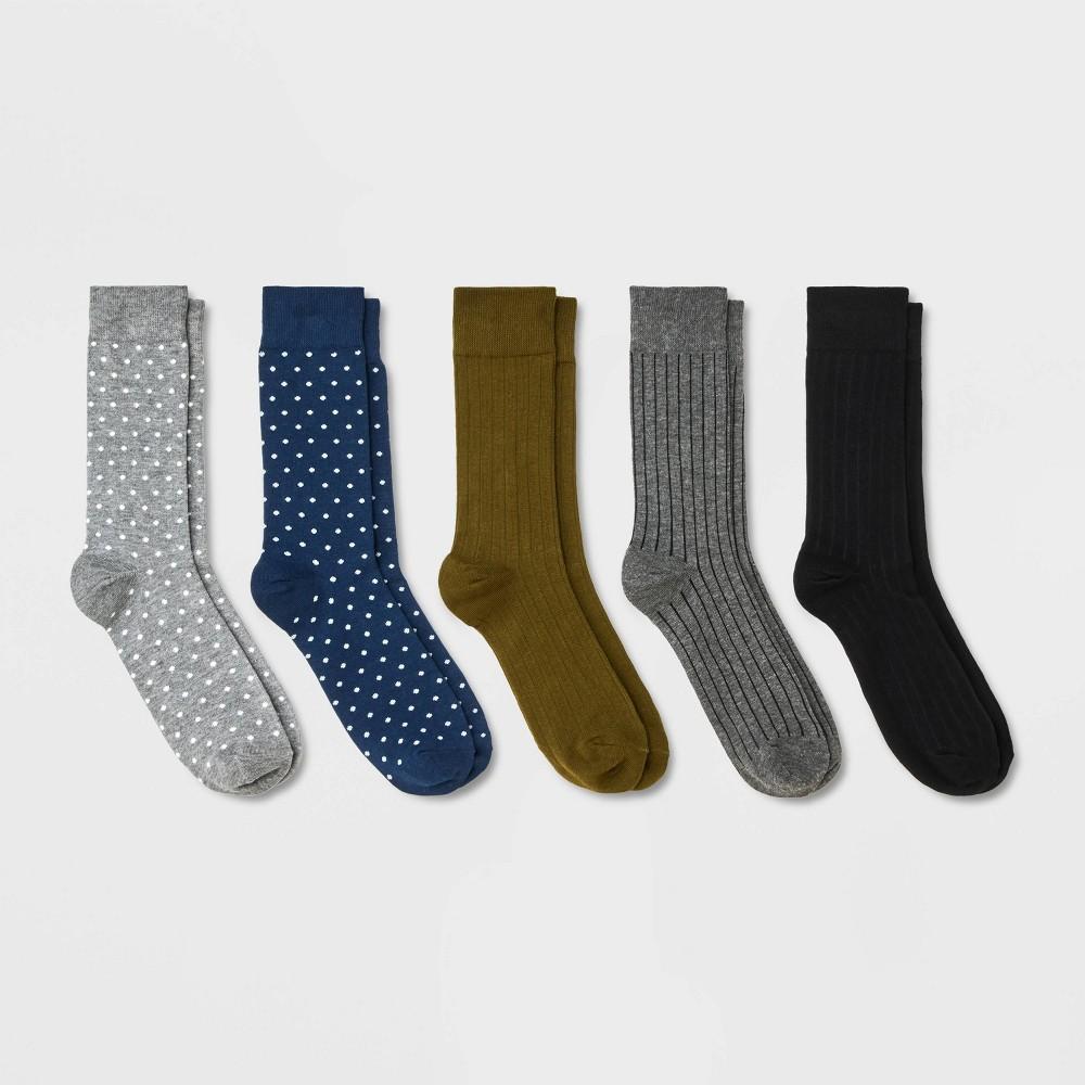 Mens Ribbed Dots Dress Socks 5pk - Goodfellow & Co /Blue 7-12 Product Image