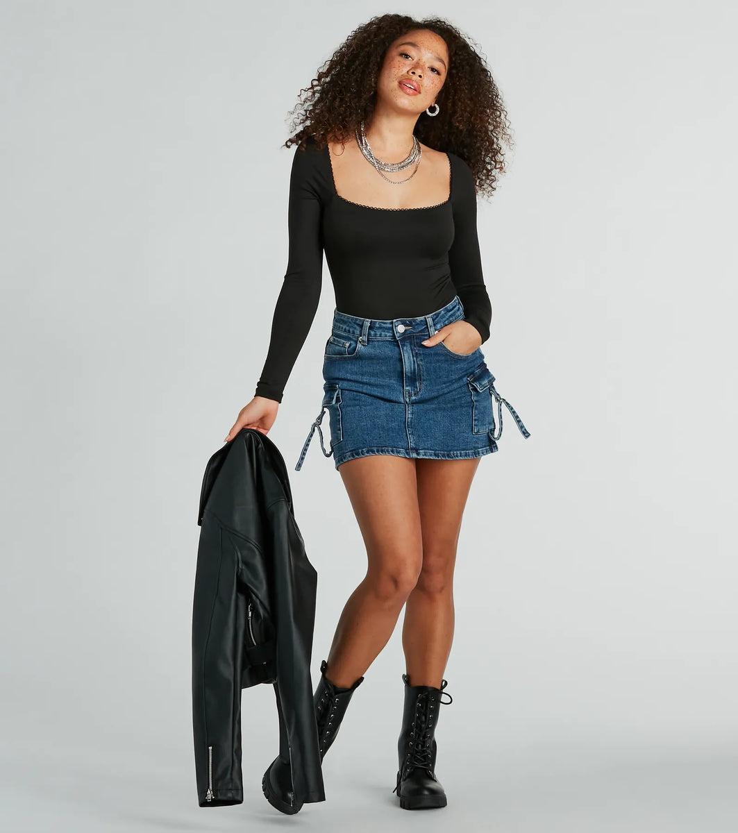 Cool And Confident Cargo Denim Mini Skirt product image