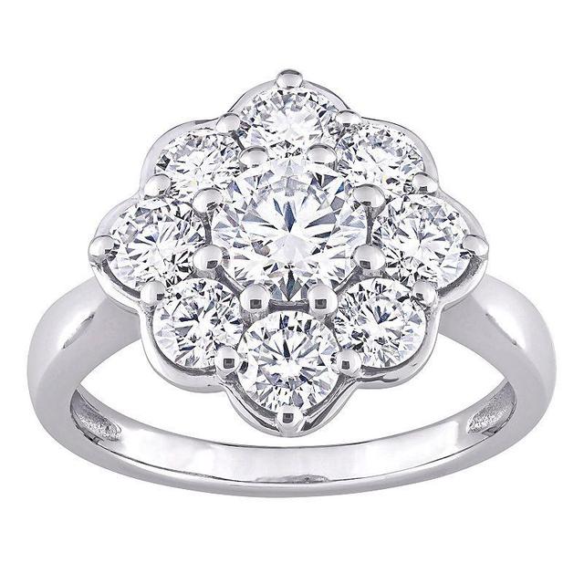 Stella Grace 10k White Gold Lab-Created Moissanite Floral Ring, Womens Product Image