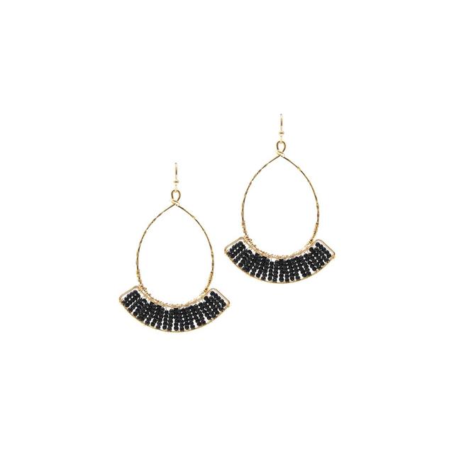 Black Beaded Teardrop Earrings Product Image