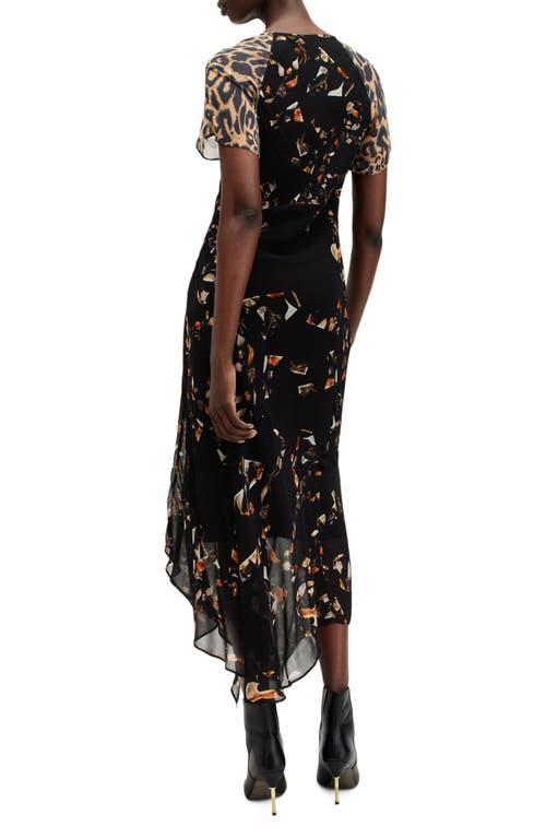 Womens Kateri Black Lea Floral-print Short-sleeve Woven Midi Dress Product Image