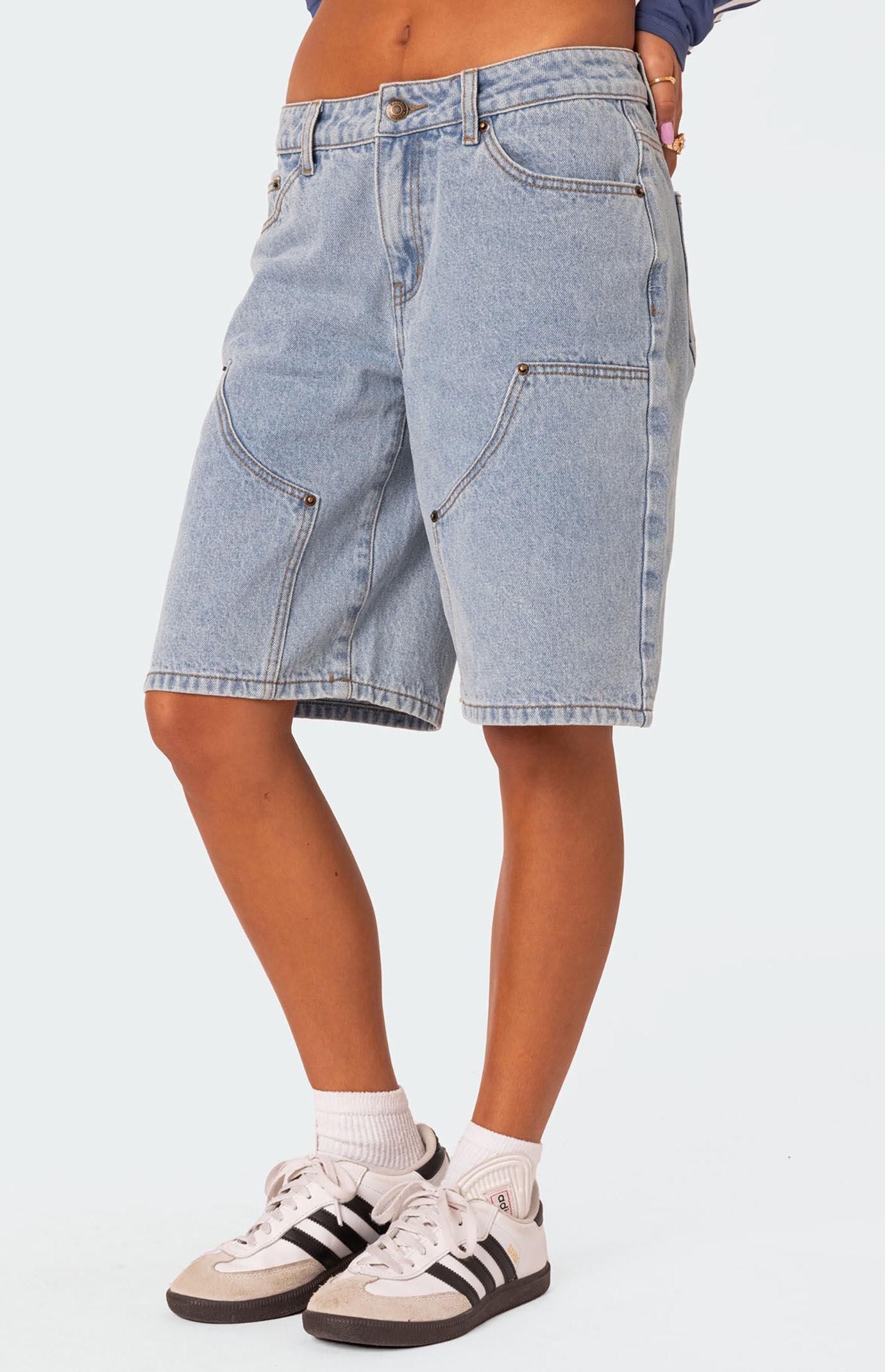 Edikted Women's Jacqui Low Rise Denim Bermuda Shorts Product Image