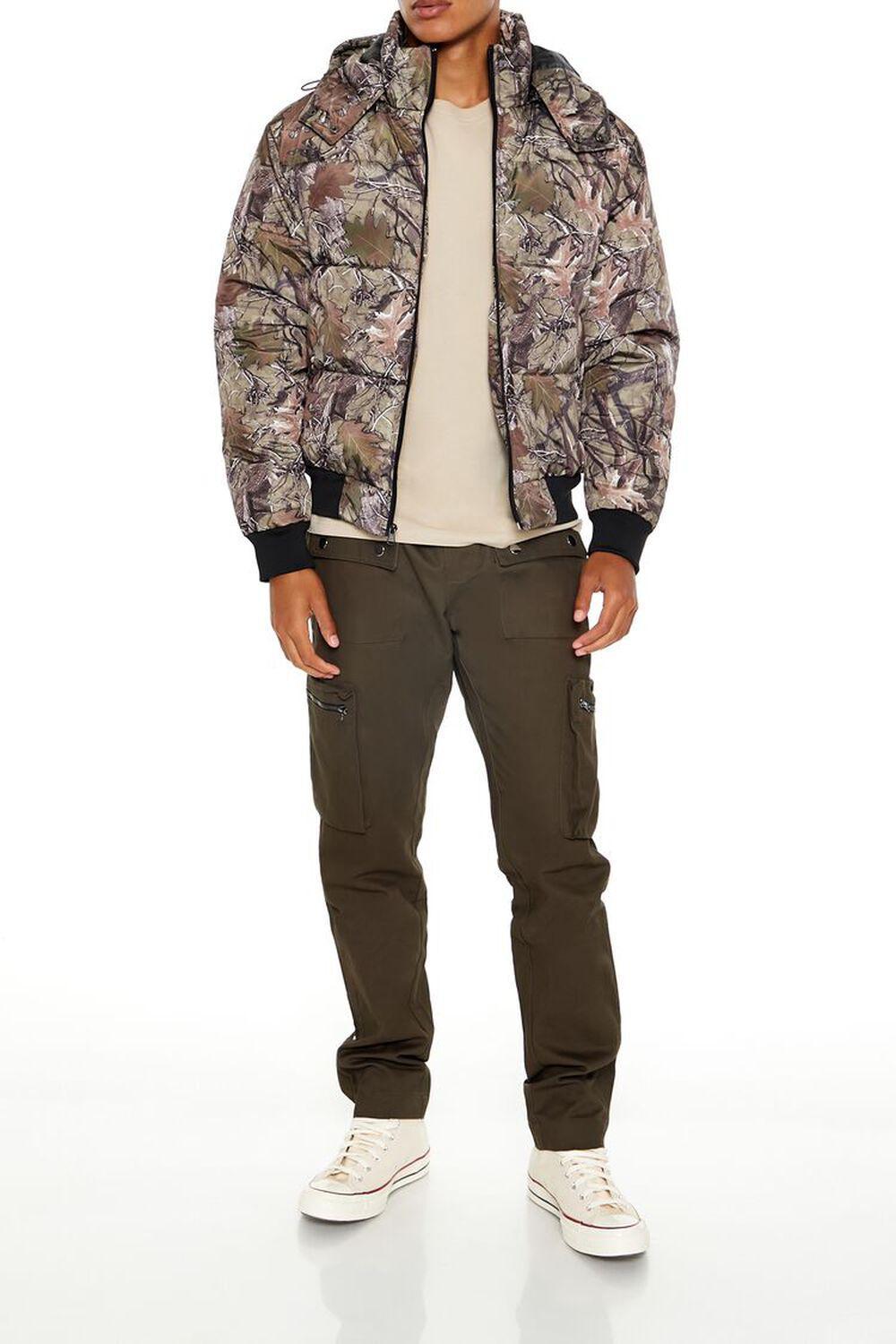 Hooded Leaf Print Puffer Jacket | Forever 21 Product Image