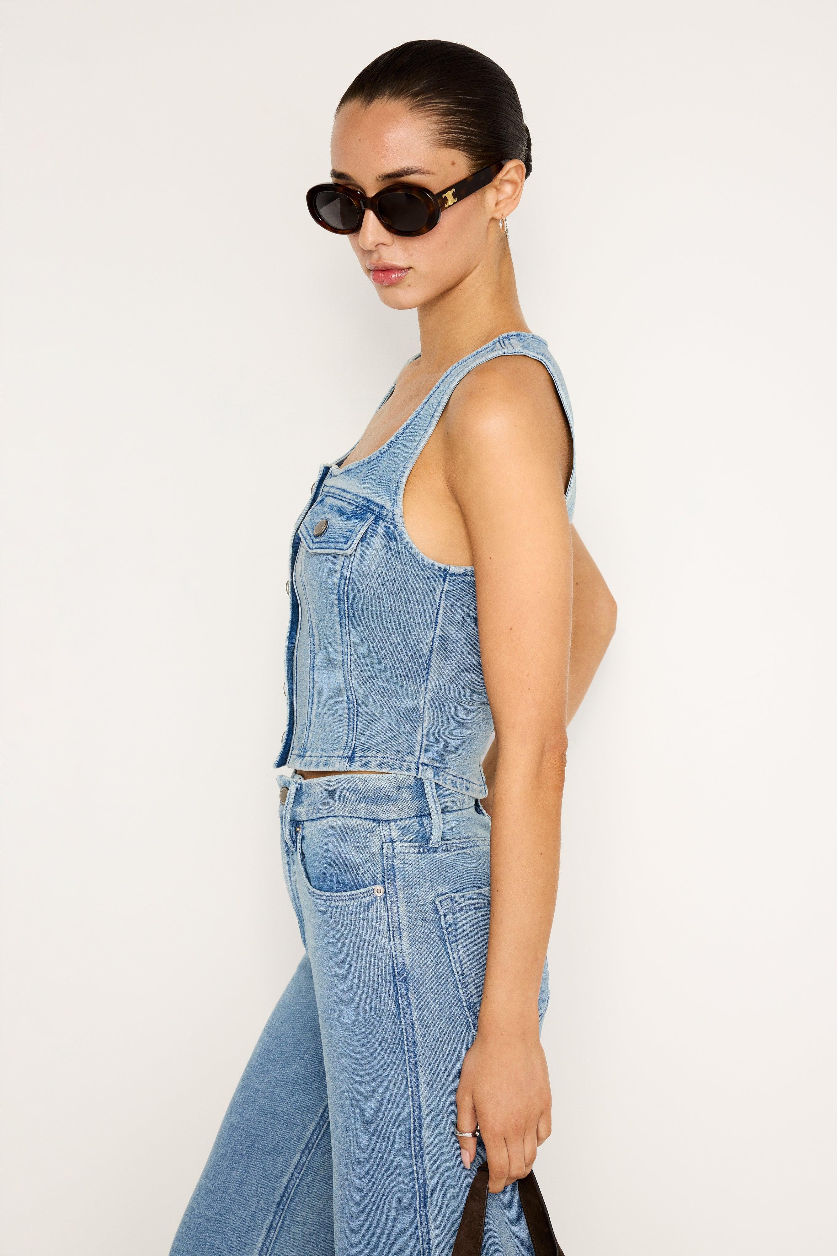 JEANIUS BUSTIER VEST | INDIGO586 Product Image