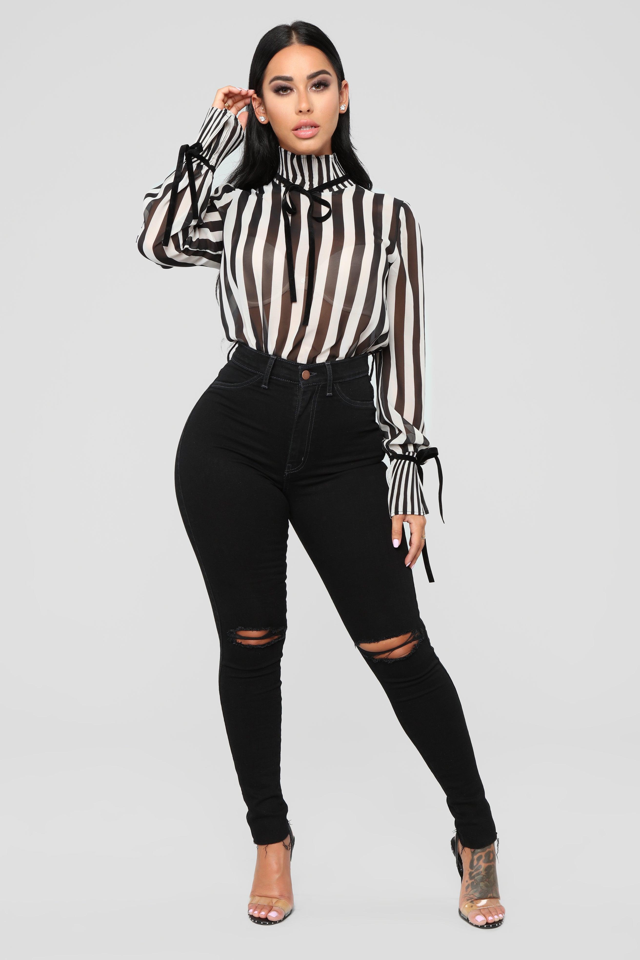 All Over Me Bodysuit - Black/White Product Image