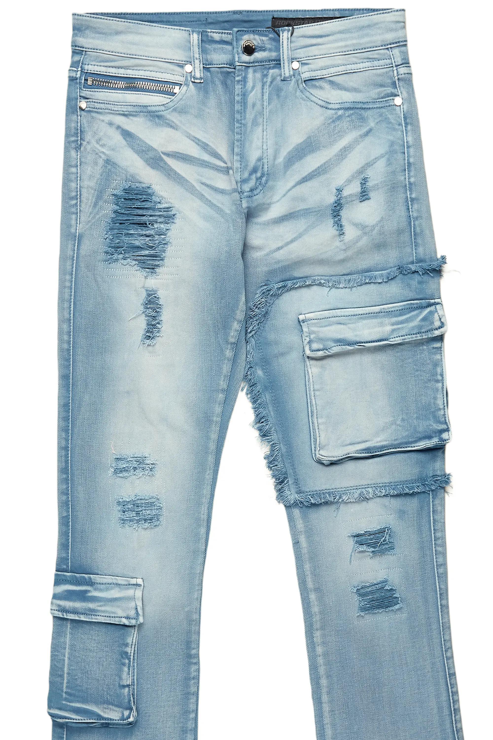 Zaxton Blue Stacked Flare Jean Male Product Image