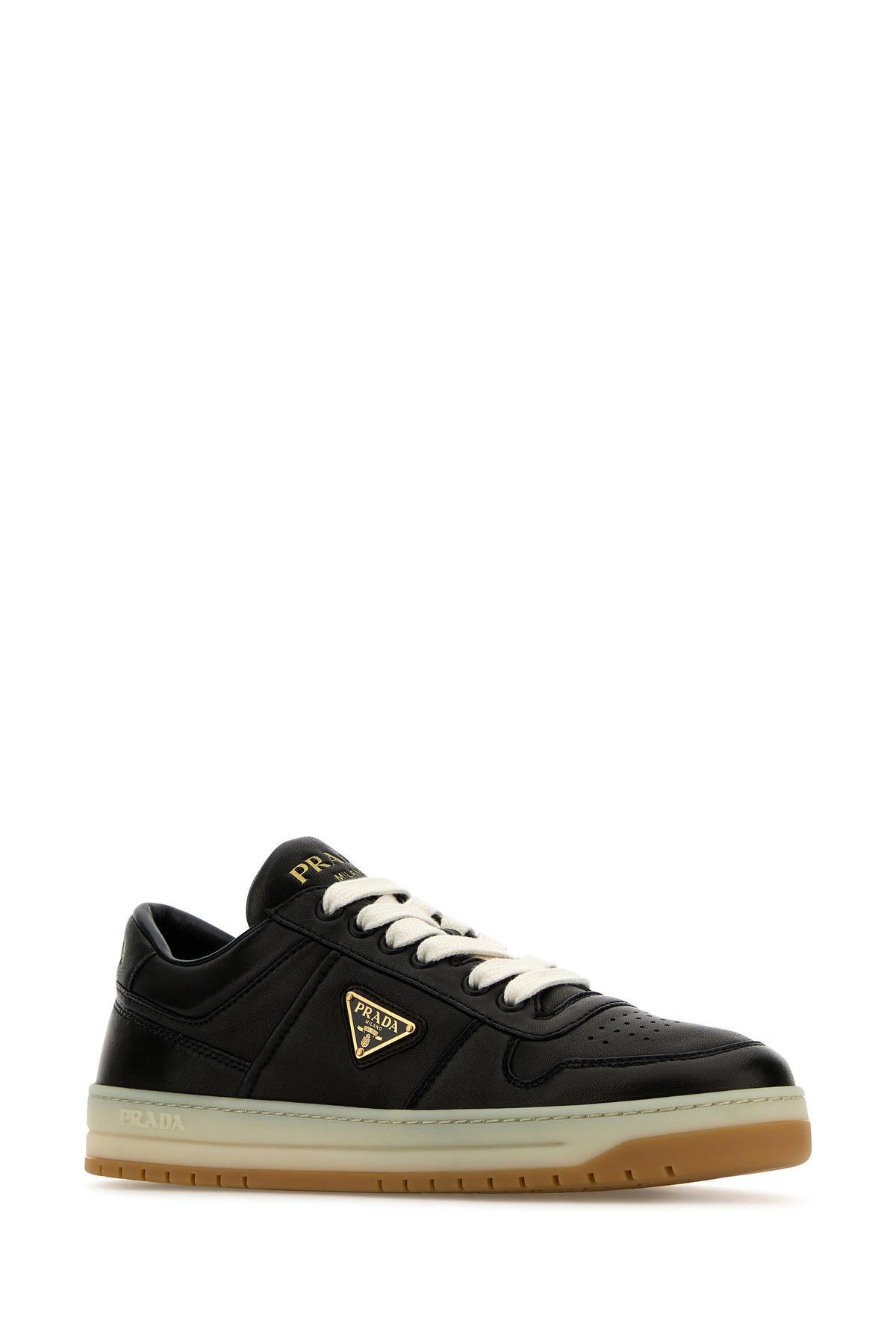 Leather Low-top Sneakers In Black Product Image