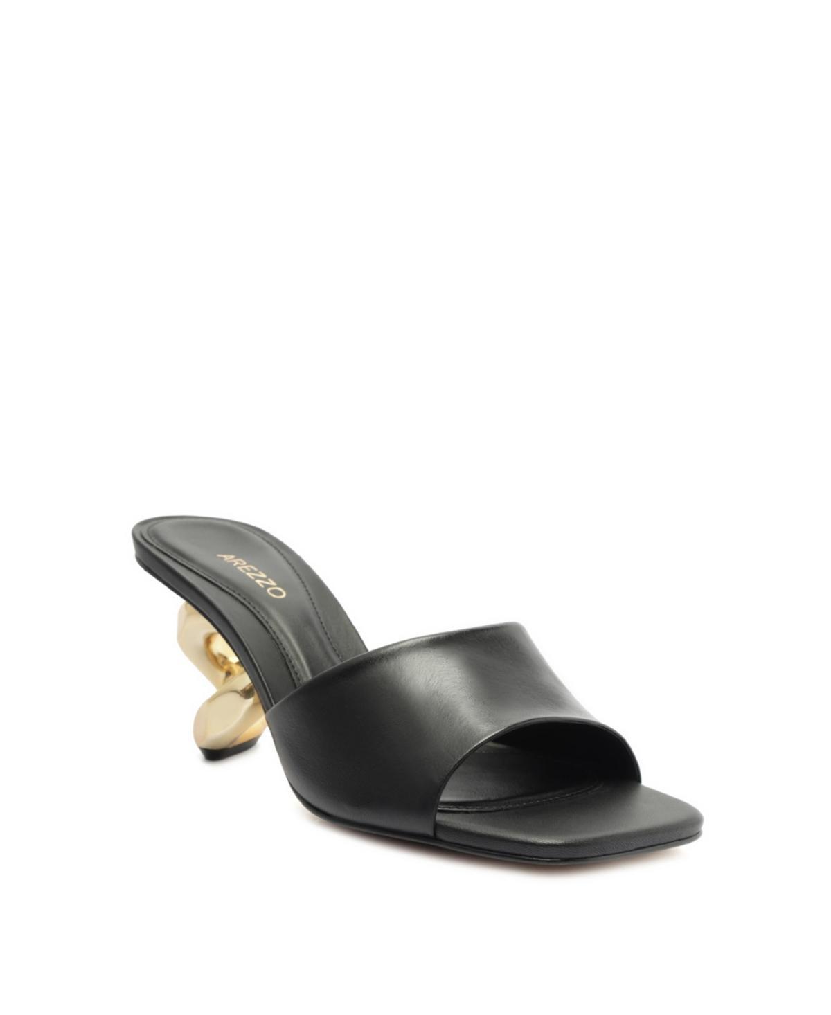 Arezzo Womens Brielle High Geometric Sandals - Black - Leather Product Image