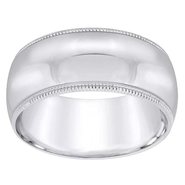 Alyson Layne Mens Platinum Milgrain Wedding Band White Product Image