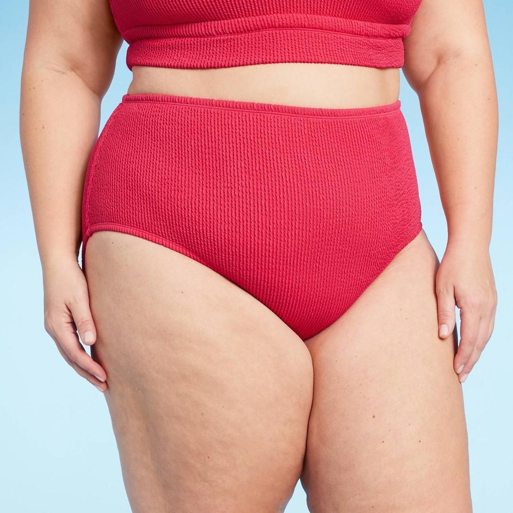 Womens Pucker High Waist Bikini Bottom - Kona Sol Berry Red 3X Product Image