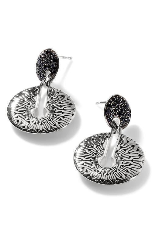 John Hardy Sterling Silver Classic Chain Black Sapphire & Black Spinel Pave Disc Drop Earrings Product Image