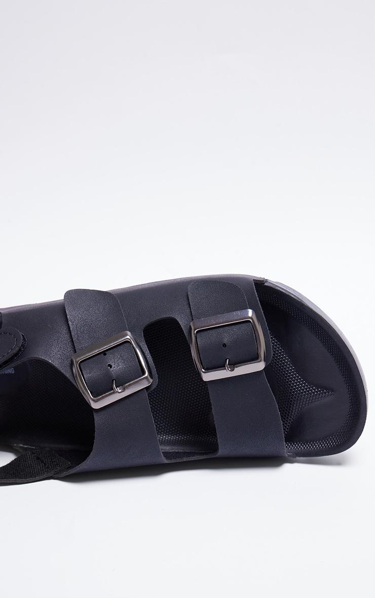 Black Rubber Chunky Sole Buckle Detail Sling Back Sandals Product Image