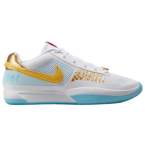 Nike Mens JA 1 CNY - Basketball Shoes White/Metallic Gold/Auarius Blue Product Image