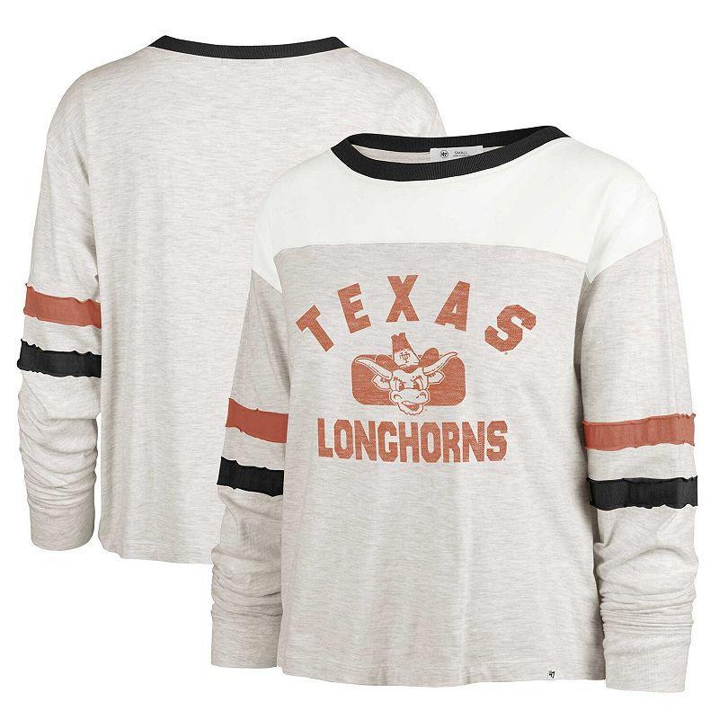 Womens 47 Brand Oatmeal Distressed Texas Longhorns Vault All Class Lena Long Sleeve T-shirt Product Image