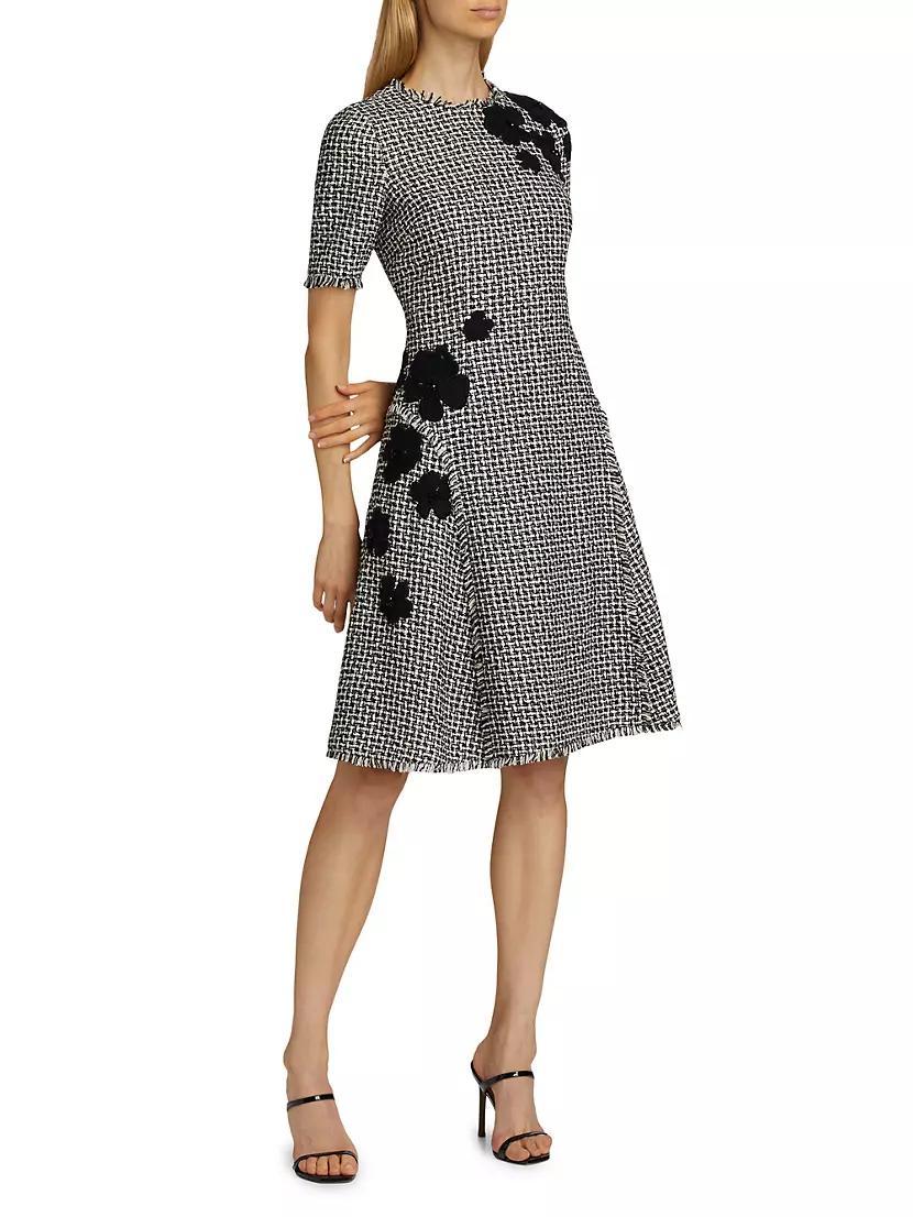 Floral Appliqué Tweed Cocktail Dress Product Image