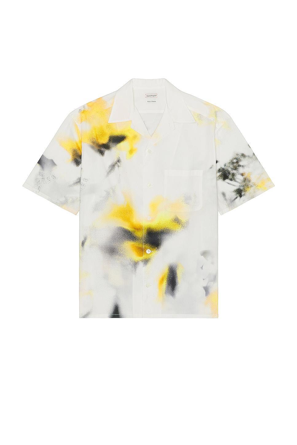 Alexander McQueen Printed Hawaiian Shirt in White Product Image