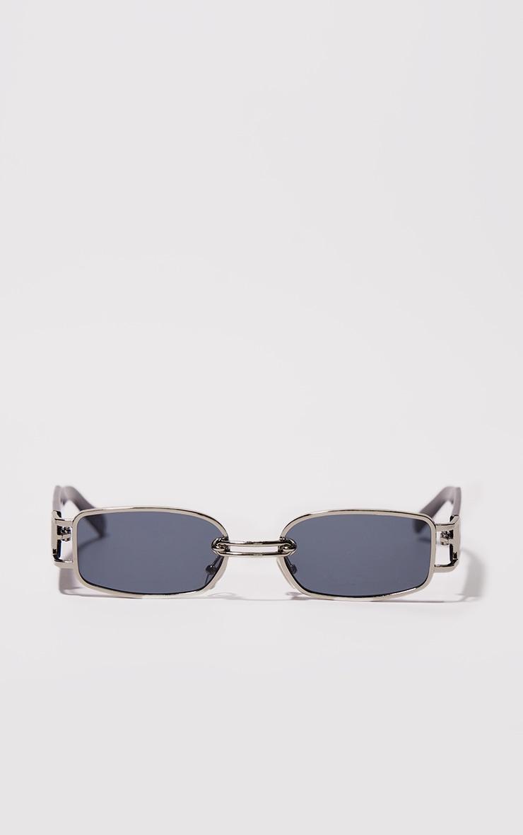 Silver Frame Slim Square Chunky Sunglasses Product Image