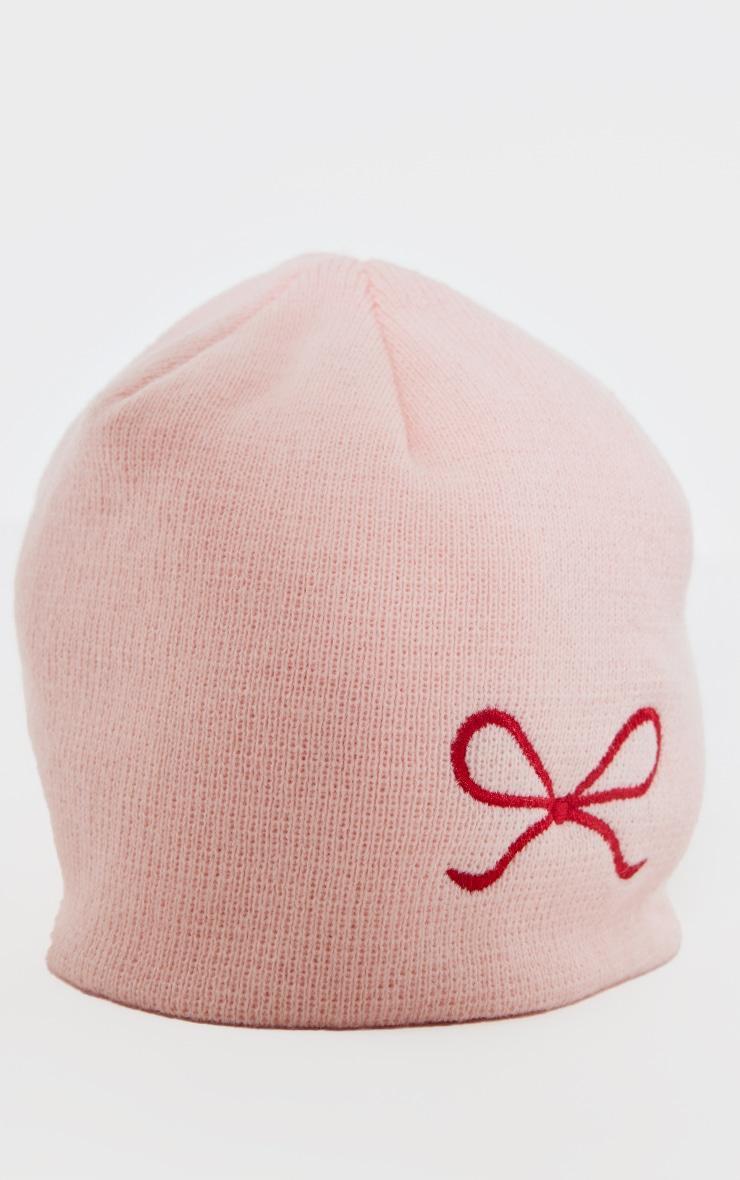  Pink Bow Detail Beanie Product Image