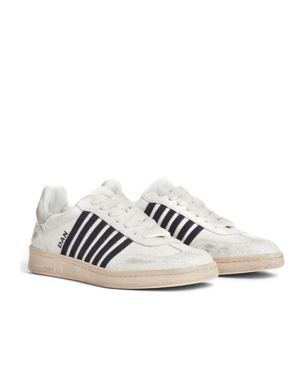 DSQUARED2 Boxer Distressed Low-top Sneakers In White Product Image