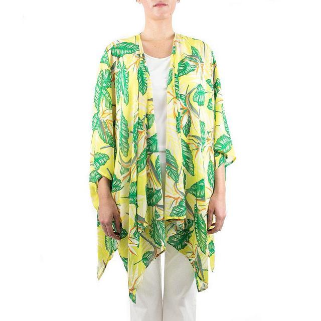 Womens Nina Leonard Floral Open-Front Kimono, Pink Ovrfl Product Image