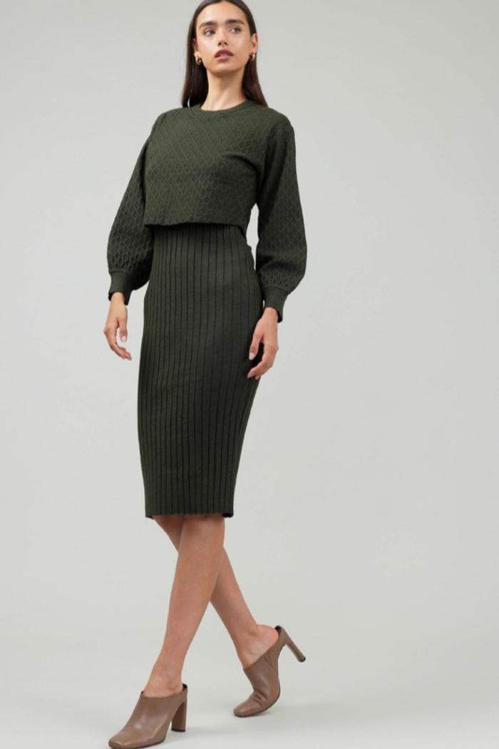 L/S Twofer Midi Sweater Dress Product Image