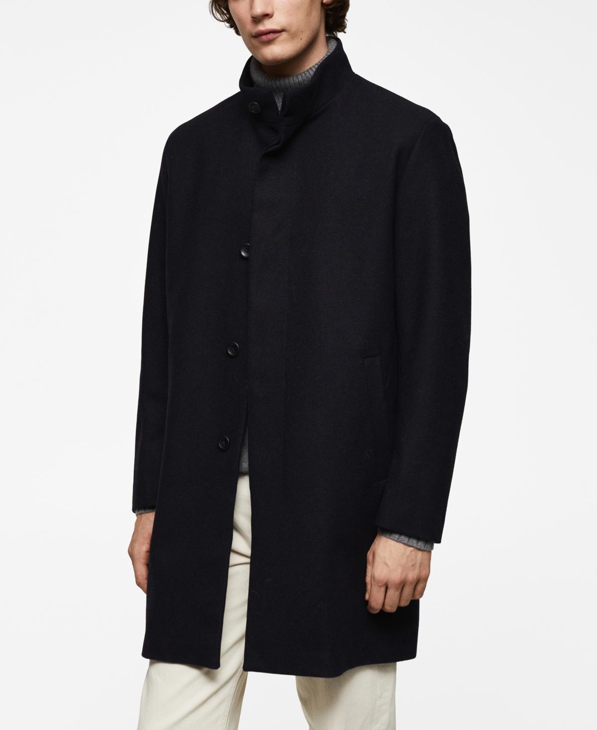 MANGO MAN - Wool funnel neck coat dark navyMen Product Image