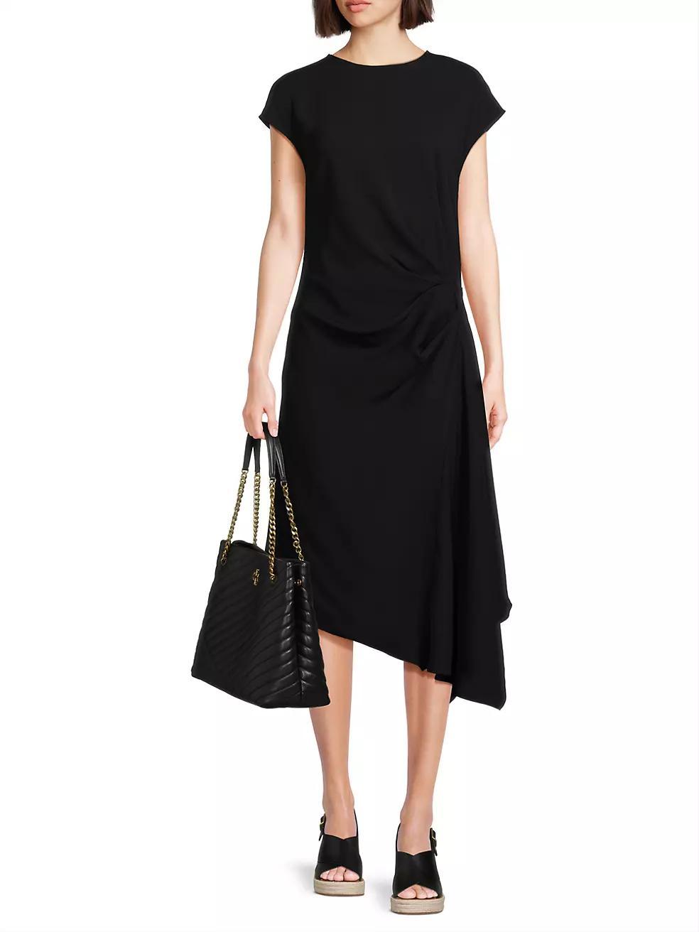 Stretch Crepe Side Drape Dress Product Image