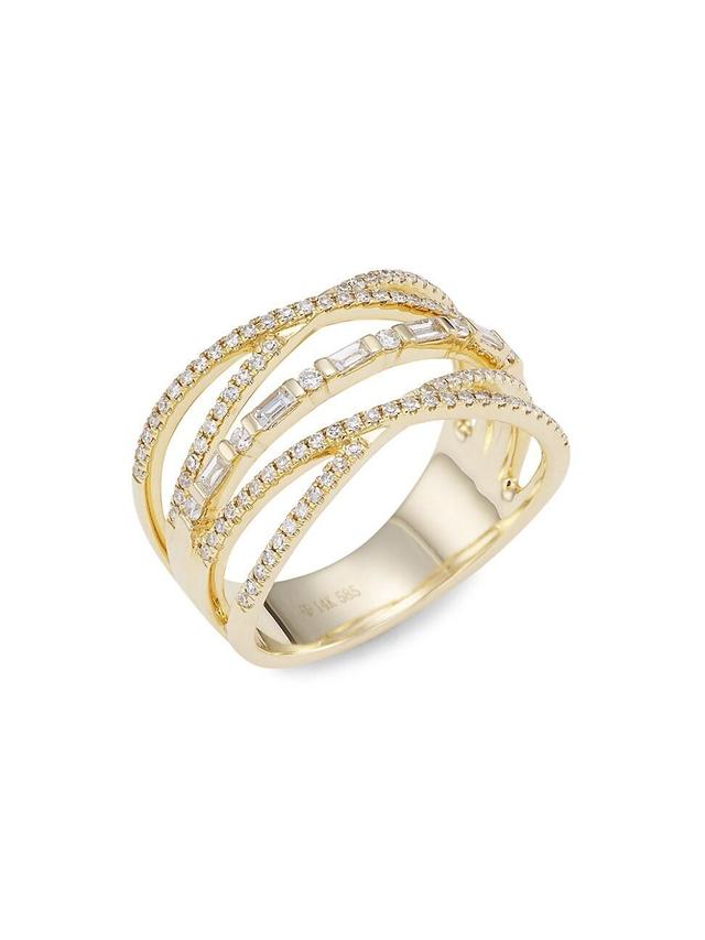 Womens 14K Yellow Gold & 0.45 TCW Diamond Stacked Ring Product Image