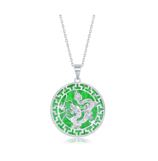 Argento Bella Sterling Silver Green Quartz Dragon Design Pendant Necklace, Womens Product Image