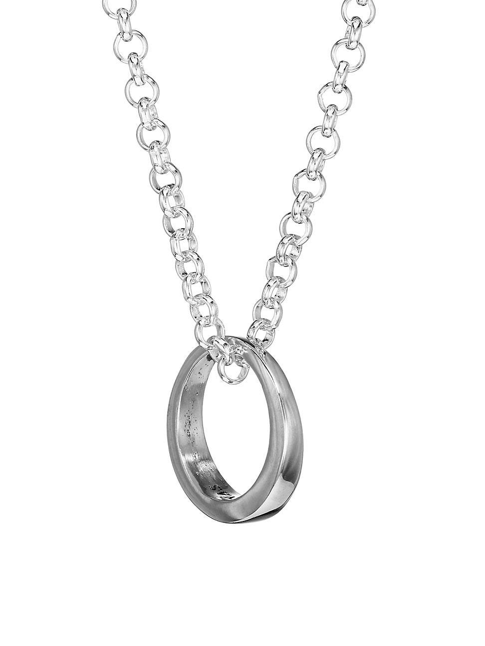 Mens Flatiron Sterling Silver Ring Necklace Product Image