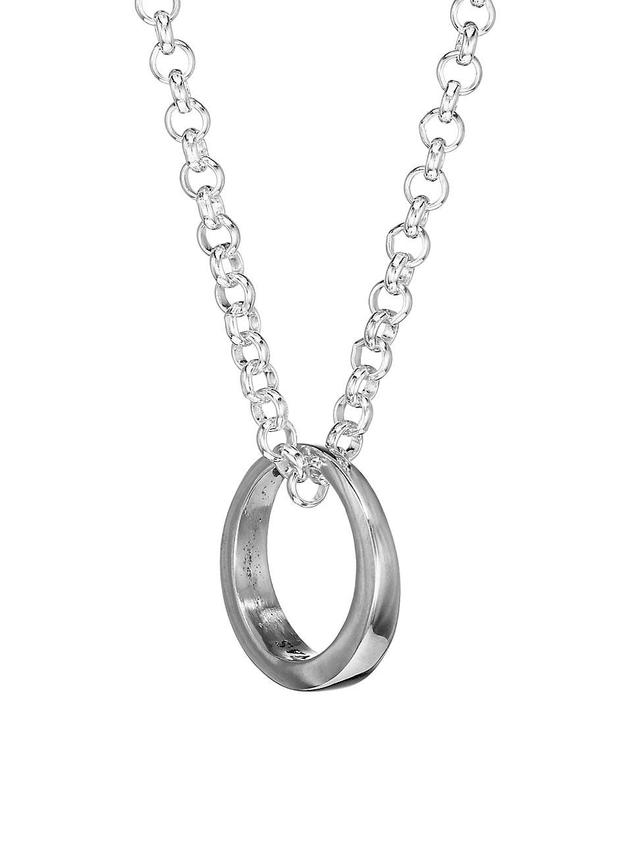 Mens Flatiron Sterling Silver Ring Necklace Product Image